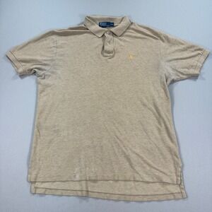 Polo Ralph Lauren Polo Shirt Men's XL Beige‎ Classic Fit Short Sleeve Small Pony
